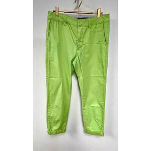 Ralph Lauren Sport Womens Lime Green Flat Front Crop Cuffed Chino Pants Size 4